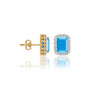Yellow gold december birthstone turquoise earrings with diamonds