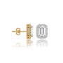 Yellow gold april birthstone white topaz earrings with diamonds