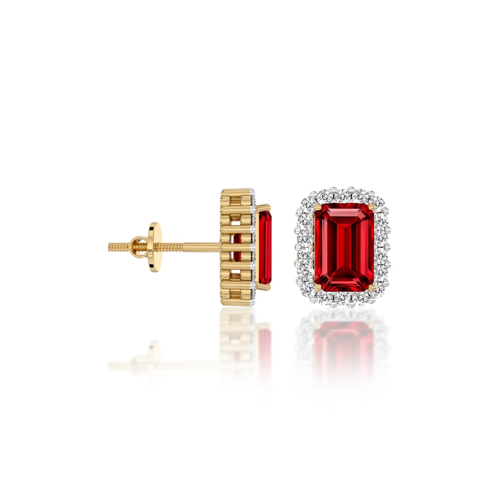 Trendy july birthstone opaque ruby earrings with diamonds