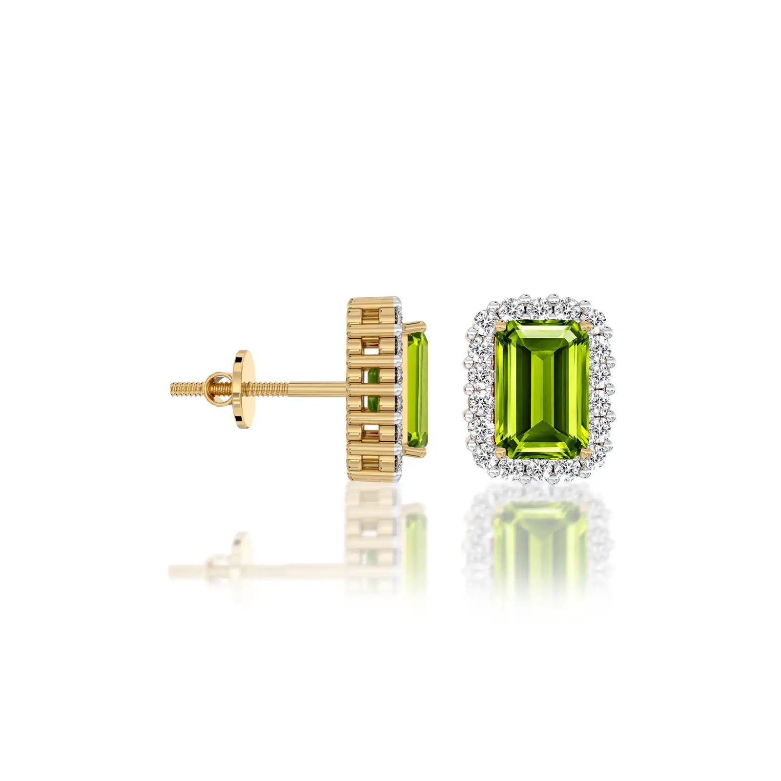 Fortune august birthstone peridot earrings with diamonds