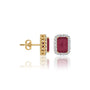 Yellow gold january birthstone garnet earrings with diamonds