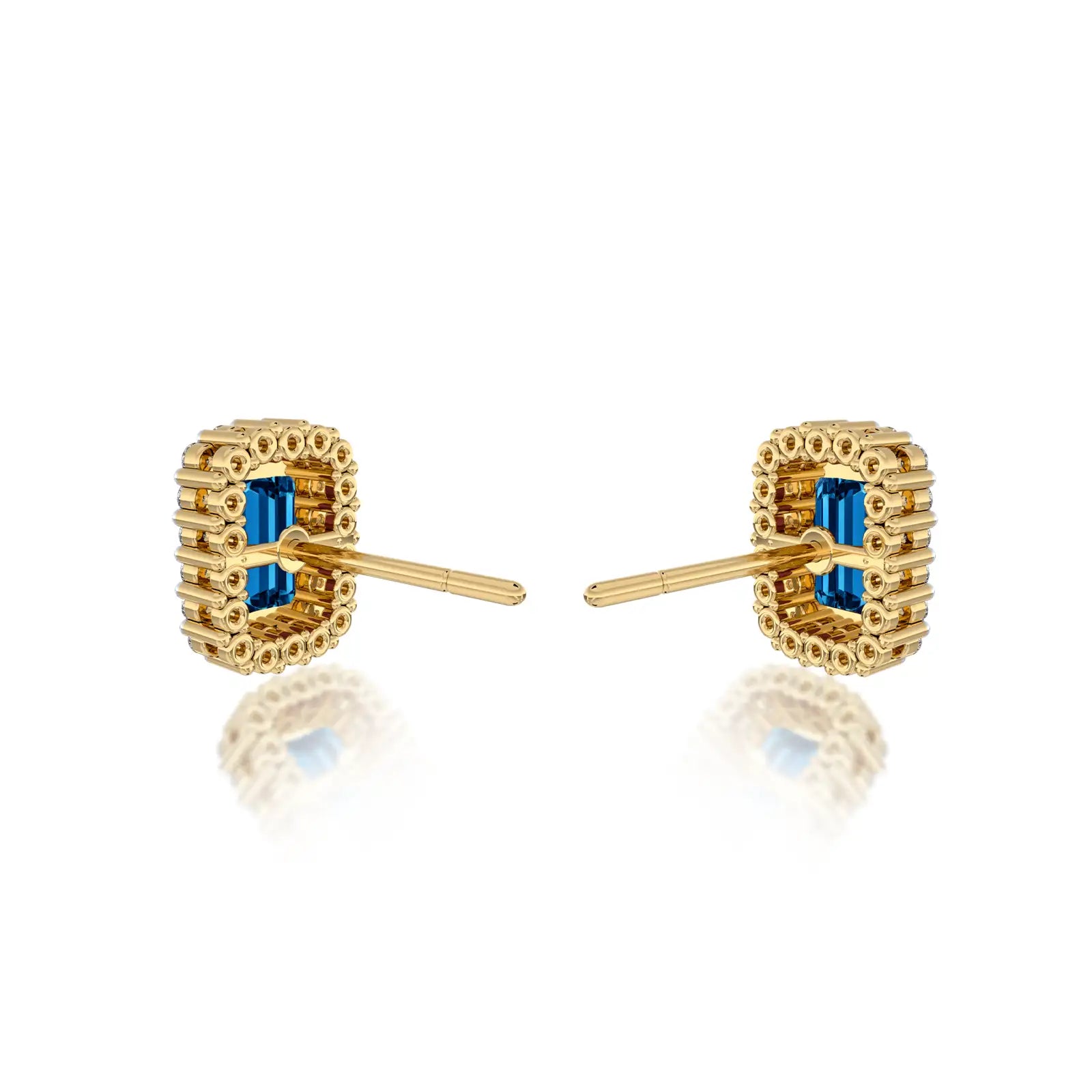 Trendy yellow gold september birthstone london blue topaz earrings with diamonds