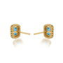 Yellow gold march birthstone swiss blue topaz earrings with diamonds for women