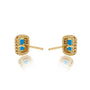 Trendy yellow gold december birthstone turquoise earrings with diamonds
