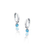 White gold march birthdstone hoops with swiss blue topaz drops