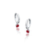 white gold july birthdstone hoops with opaque ruby drops