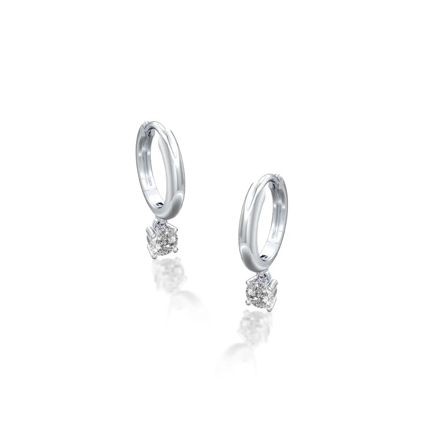 White gold april birthdstone hoops with white topaz drops