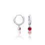 Fortune white gold july birthdstone hoops with opaque ruby drops