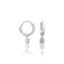 Fortune white gold april birthdstone hoops with white topaz drops
