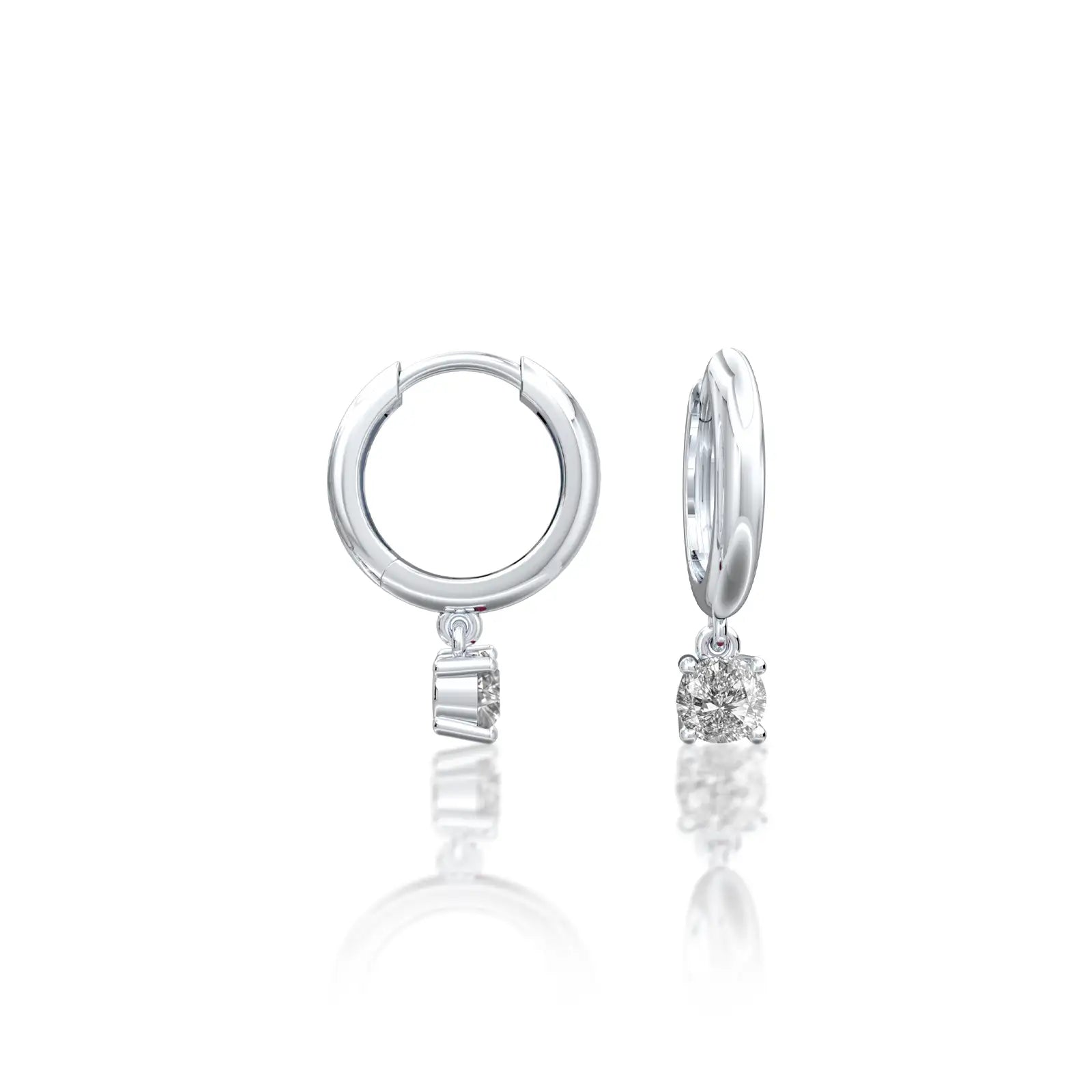 Fortune white gold april birthdstone hoops with white topaz drops