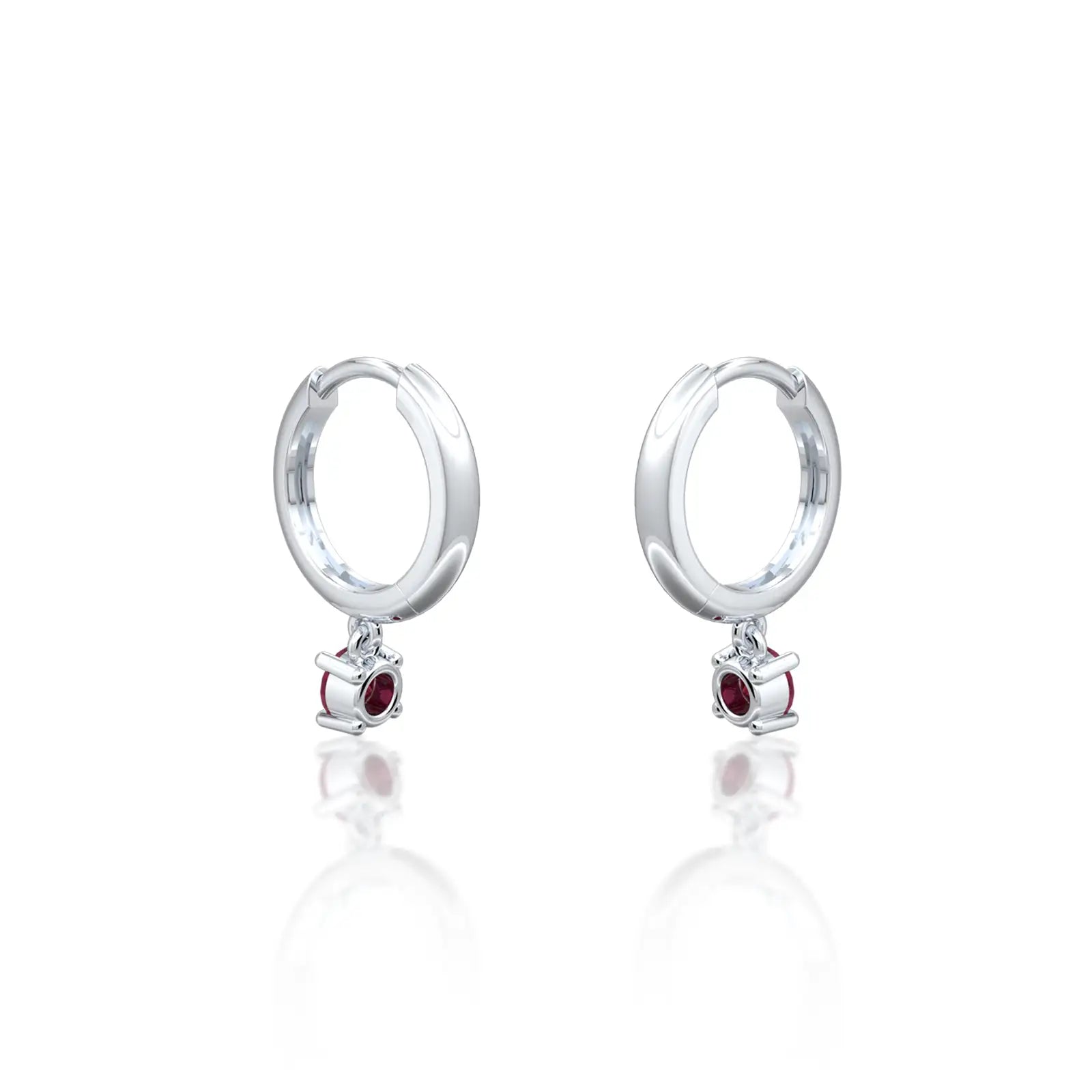 Terndy white gold january birthstone hoops with garnet drops