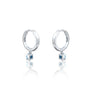 Fortune white gold march birthdstone hoops with swiss blue topaz drops