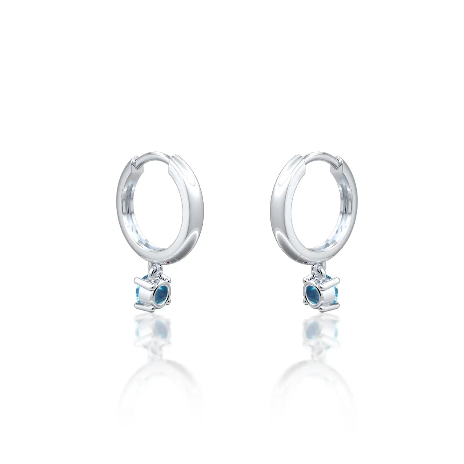 Fortune white gold march birthdstone hoops with swiss blue topaz drops