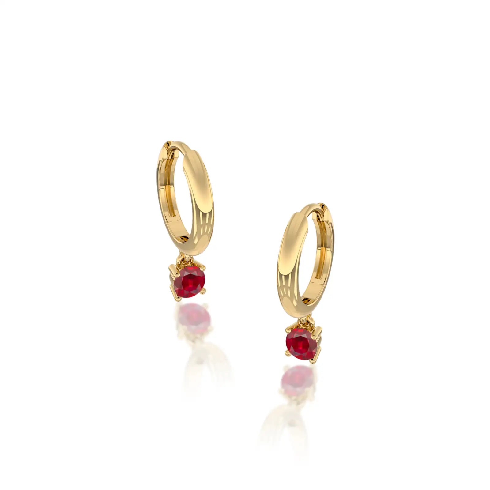July birthdstone hoops with opaque ruby drops