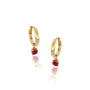 July birthdstone hoops with opaque ruby drops