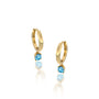 March birthdstone hoops with swiss blue topaz drops