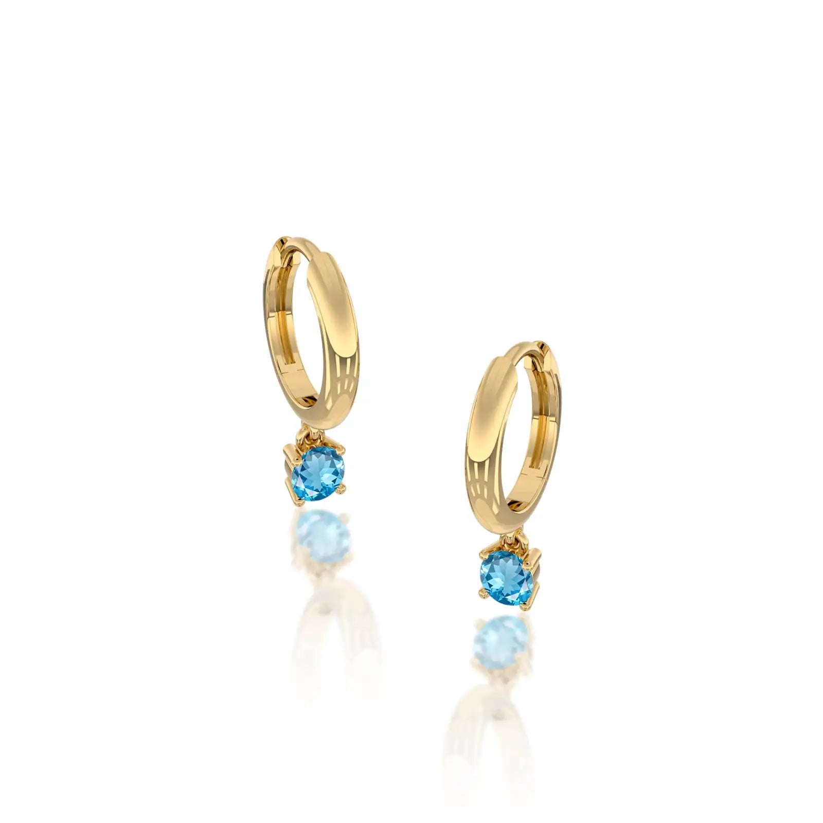 March birthdstone hoops with swiss blue topaz drops