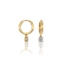 Yellow gold april birthdstone hoops with white topaz drops