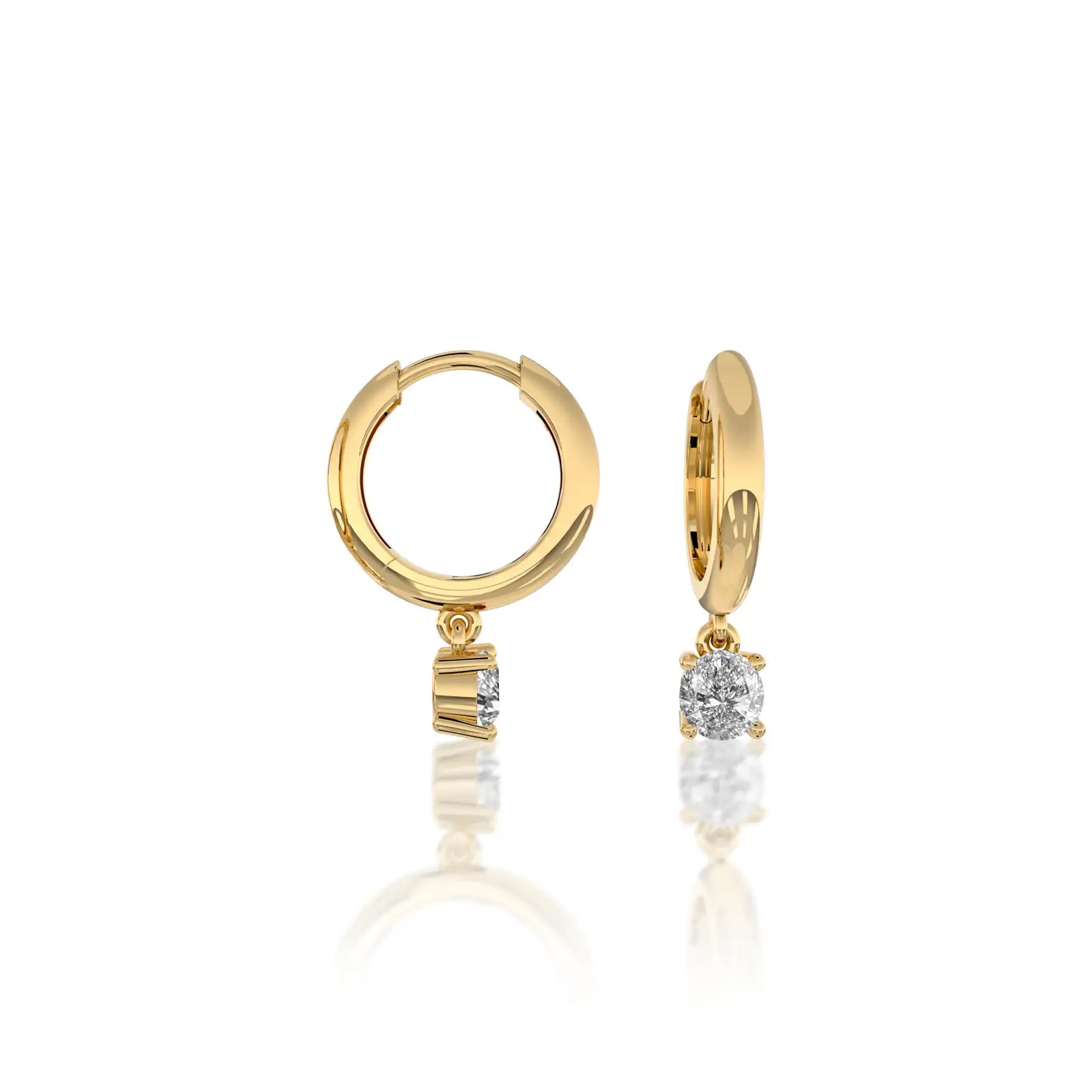 Yellow gold april birthdstone hoops with white topaz drops