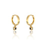 Fortune yellow gold september birthdstone hoops with london blue topaz drops
