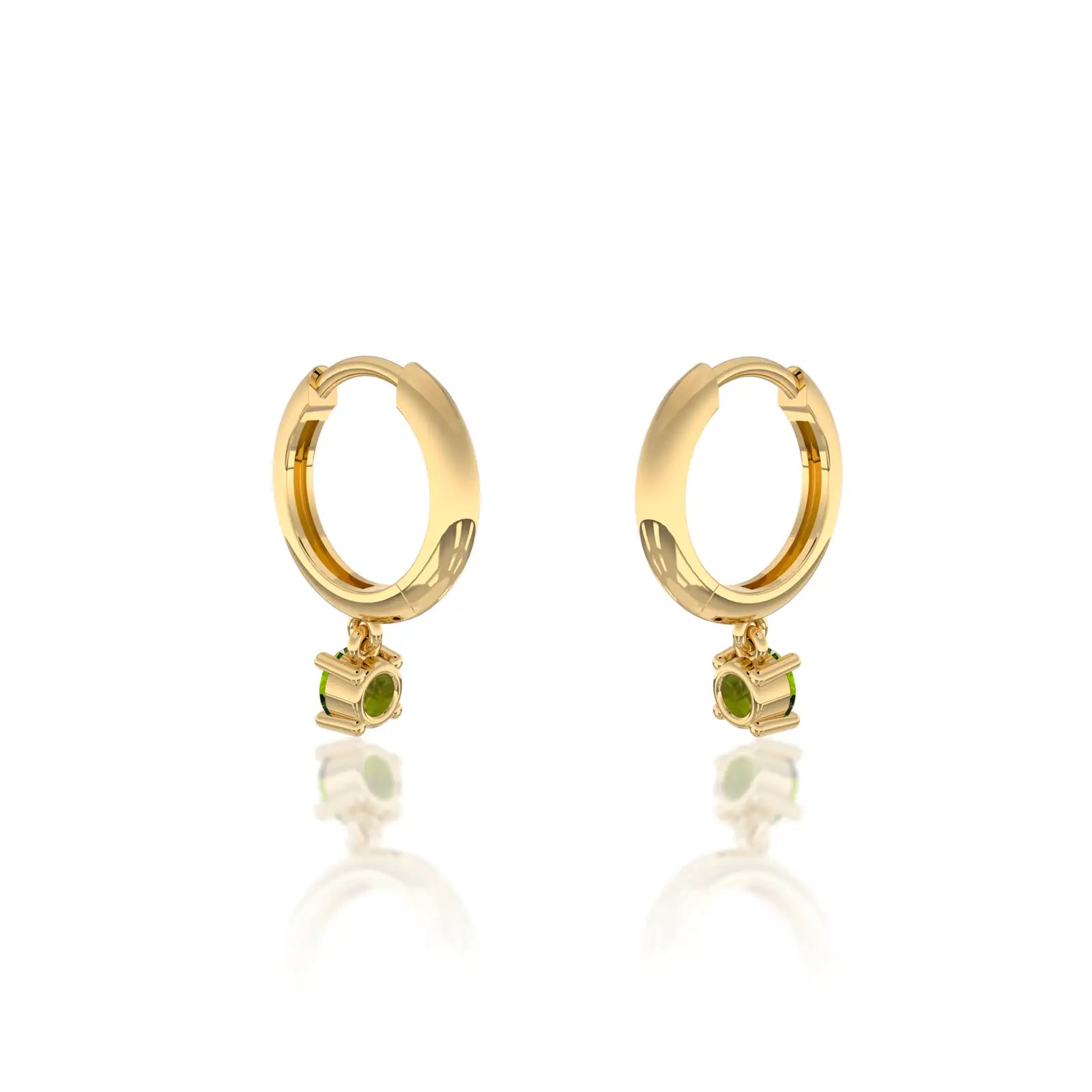 August birthdstone hoops with peridot drops