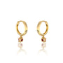 Yellow gold july birthdstone hoops with opaque ruby drops for office wear