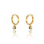 Fortune yellow gold march birthdstone hoops with swiss blue topaz drops