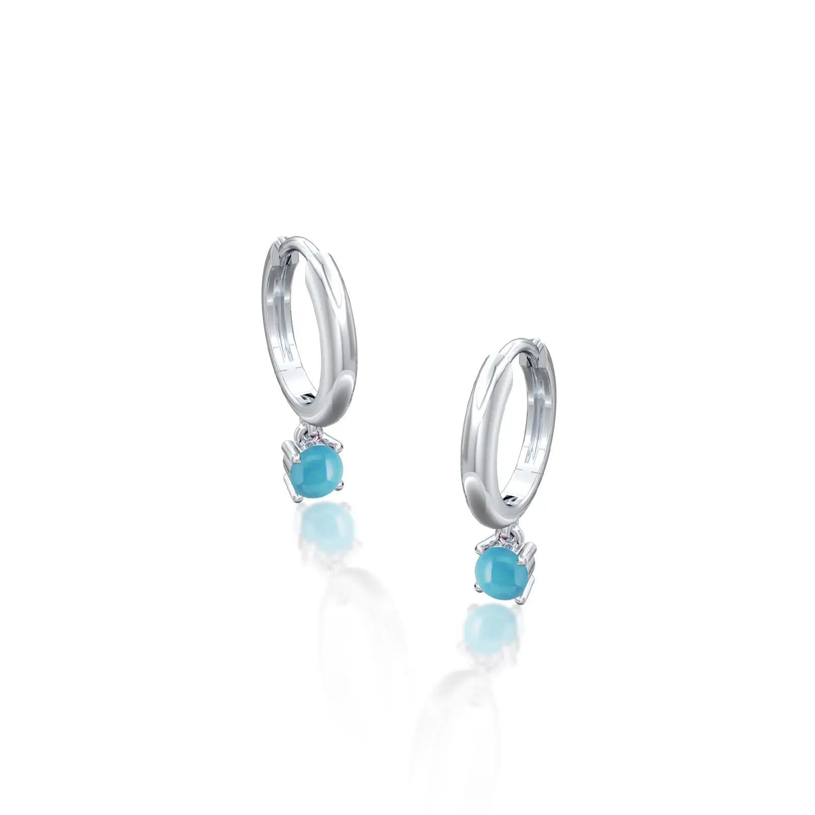 White gold december birthdstone hoops with turquoise drops
