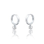 Trendy white gold june birthdstone hoops with mother of pearl drops