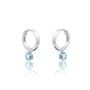 White gold trendy december birthdstone hoops with turquoise drops