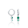 White gold may birthdstone hoops with green agate drops