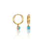 Yellow gold december birthdstone hoops with turquoise drops