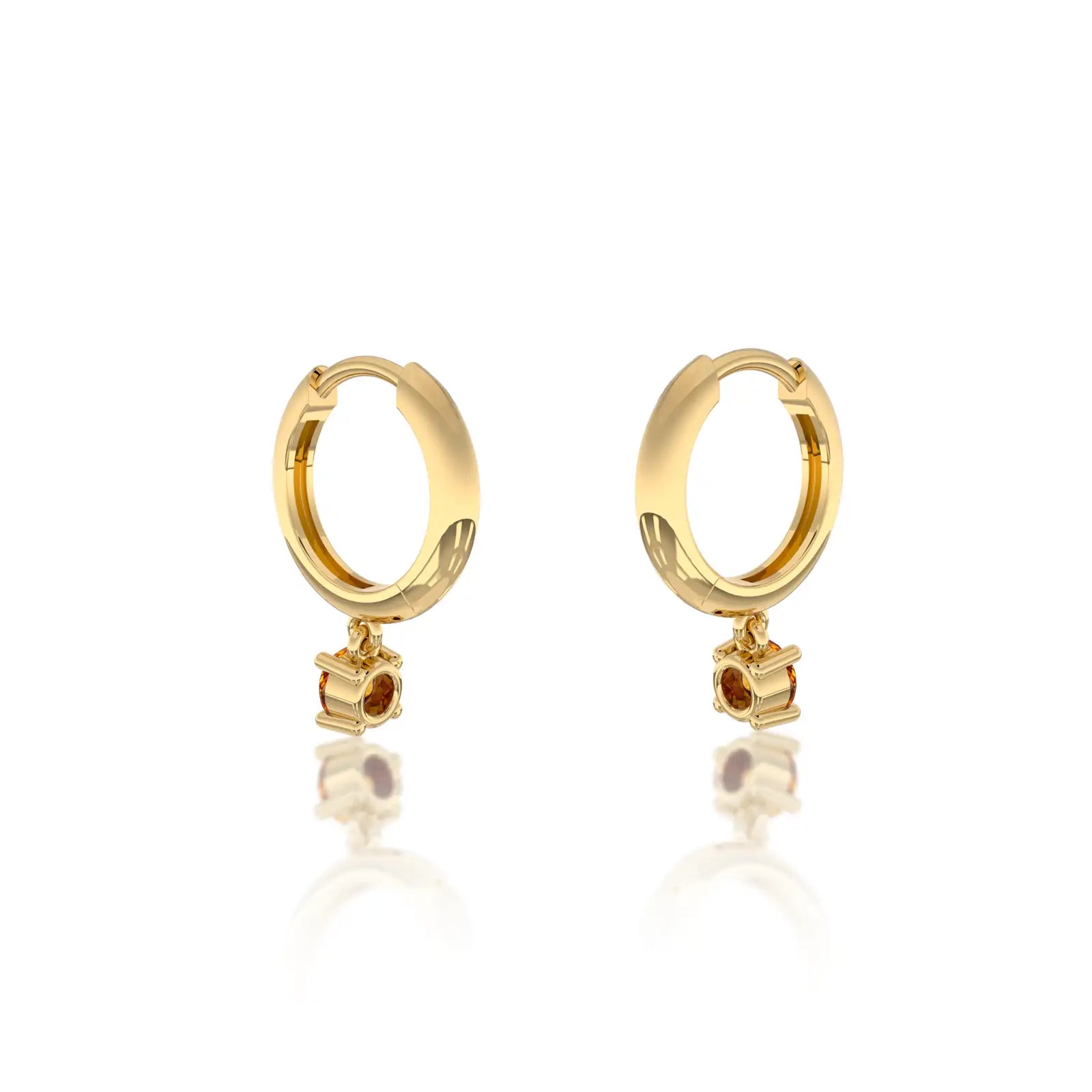 Fortune yellow gold november birthdstone hoops with citrine drops