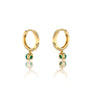 Fortune yellow gold may birthdstone hoops with green agate drops
