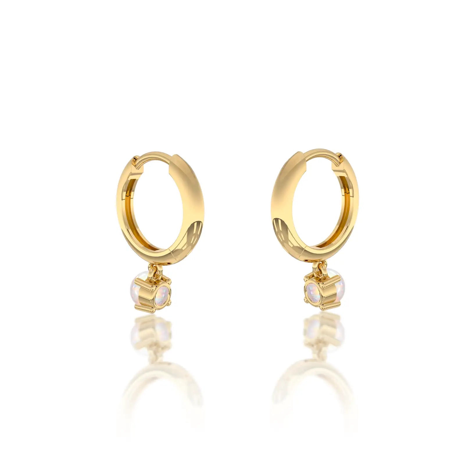 Fortune yellow gold october birthdstone hoops with opal drops