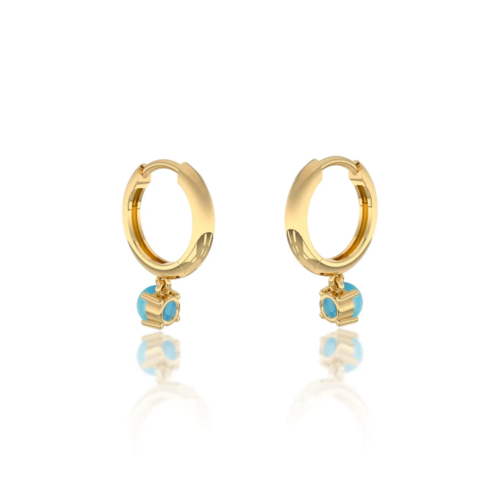 Fortune yellow gold december birthdstone hoops with turquoise drops