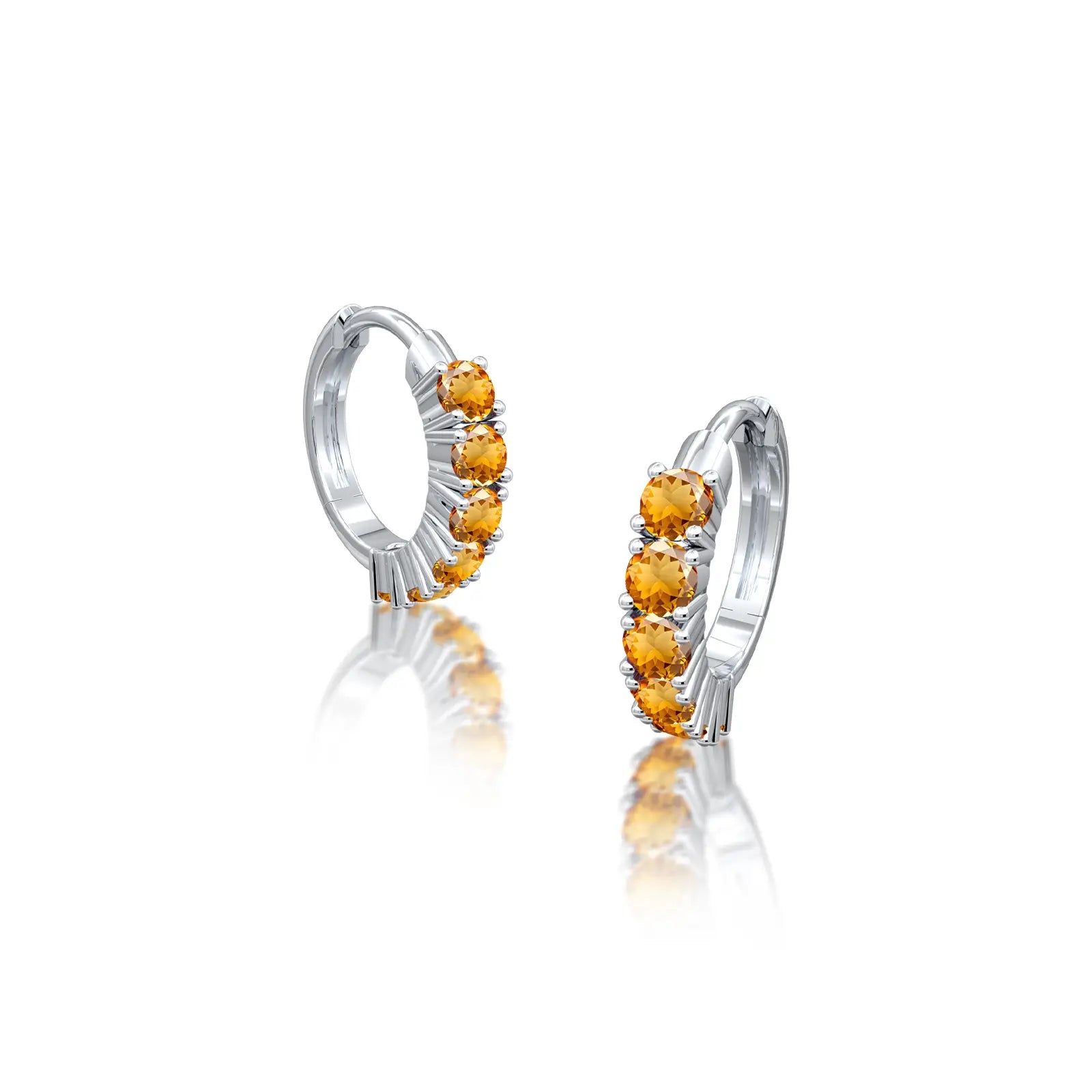 White gold november birthstone citrine hoop earrings 10 mm