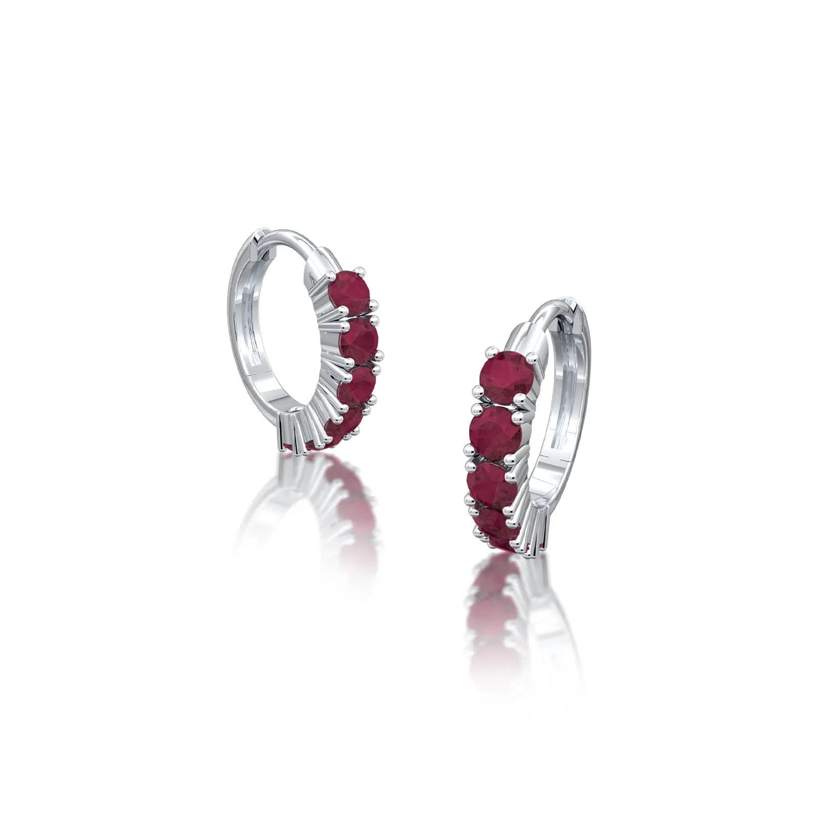 Fortune white gold january birthstone garnet hoop earrings 10 mm