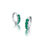 White gold may birthstone green agate hoop earrings