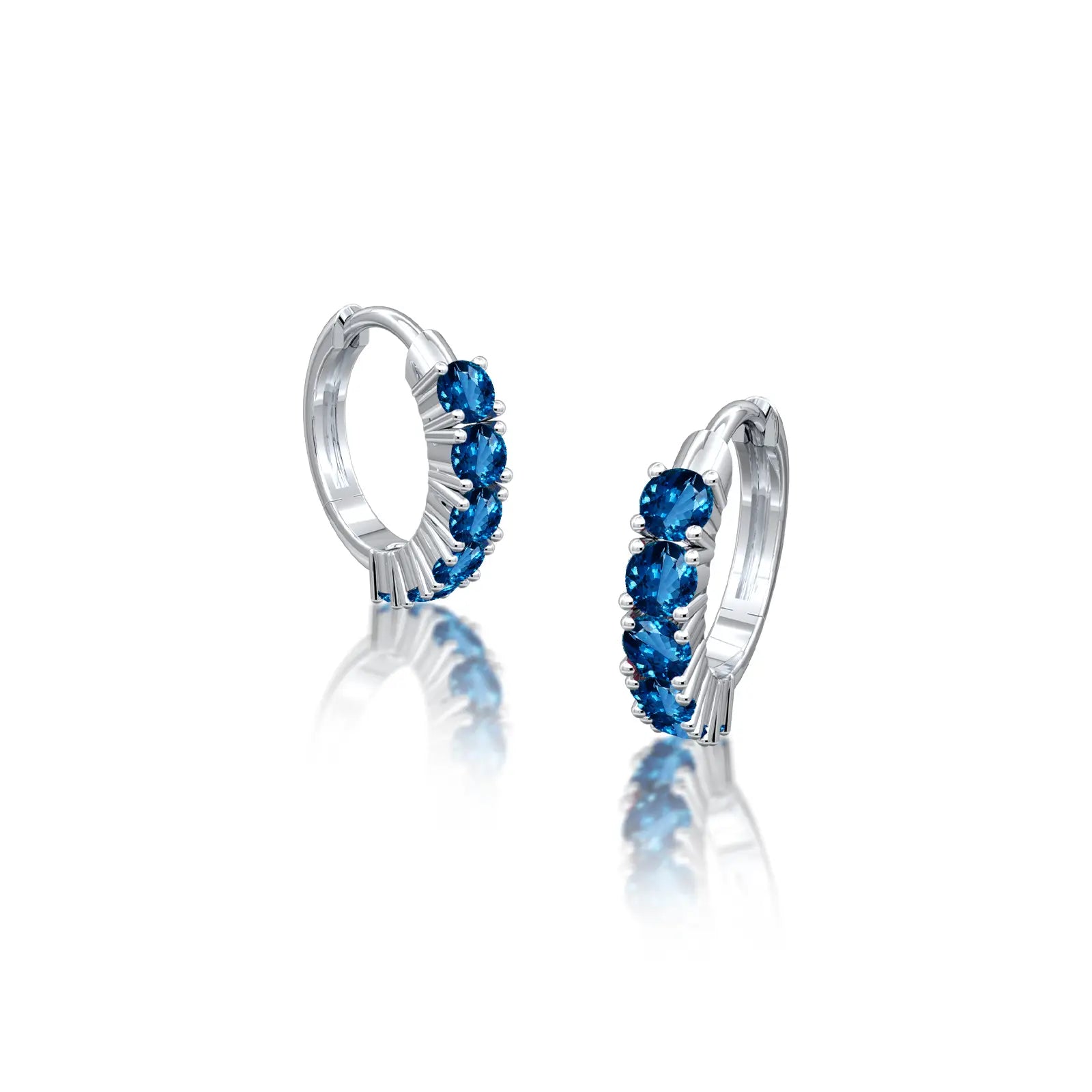 White gold september birthstone london blue topaz hoop earrings