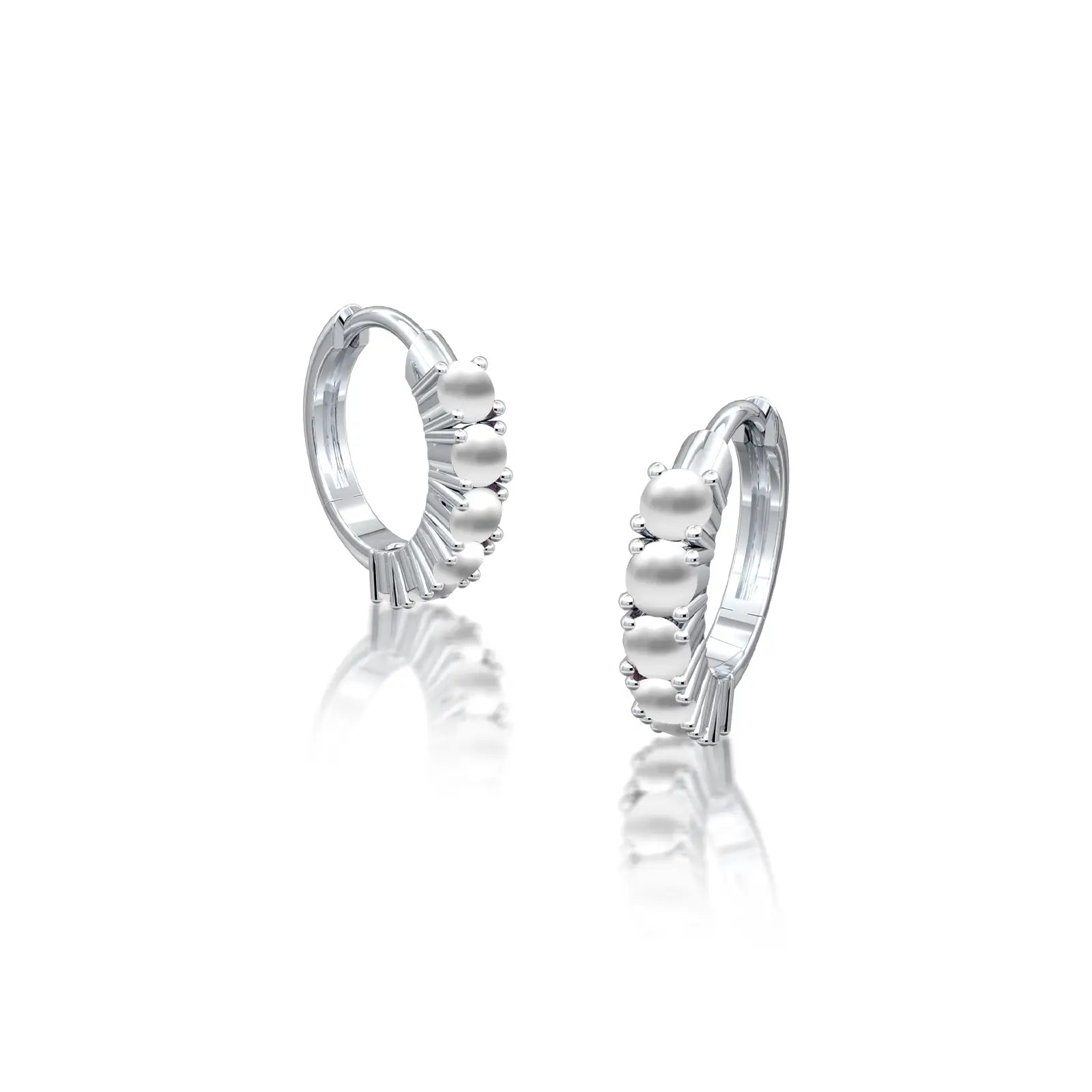 White gold june birthstone mother of pearl hoop earrings
