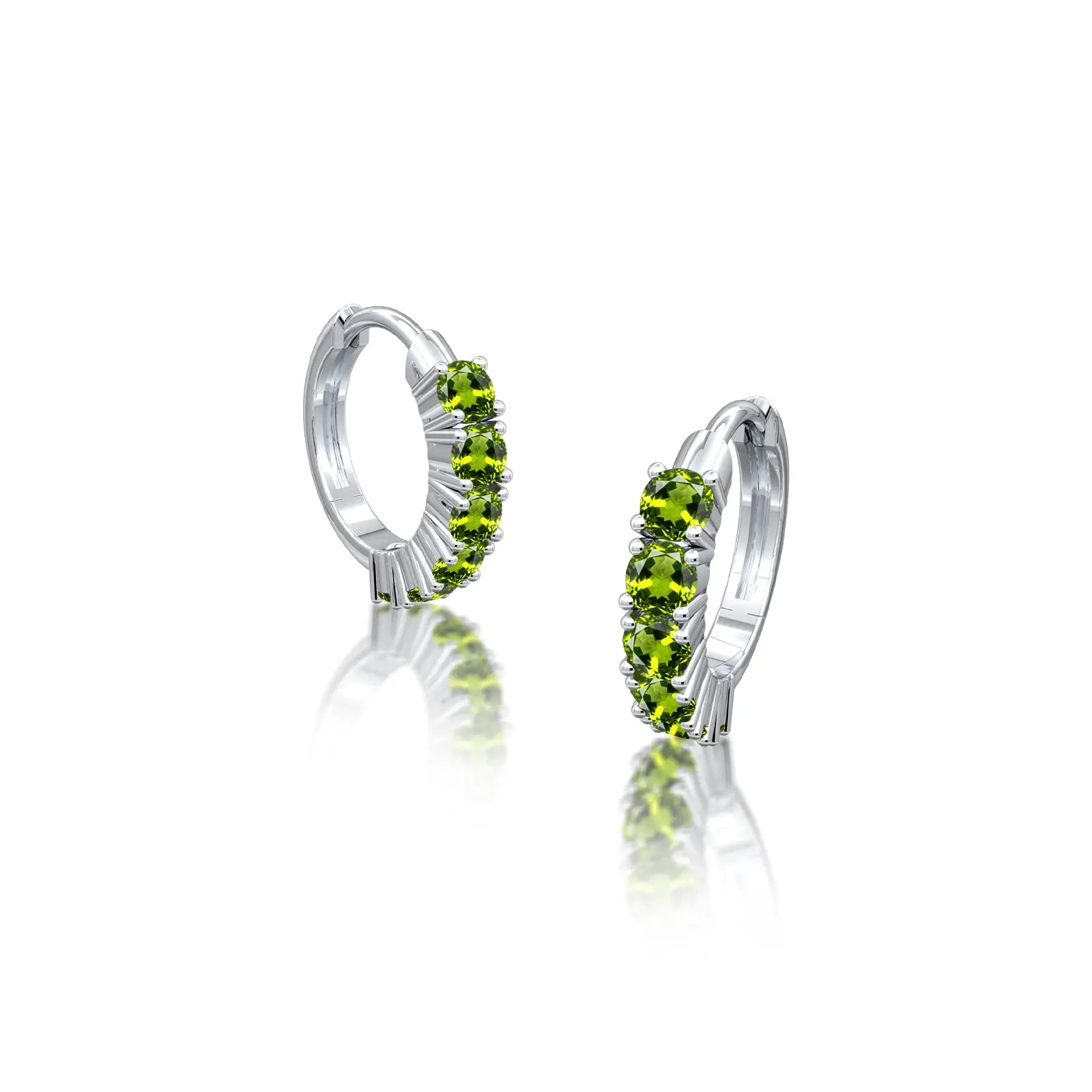 White gold august birthstone peridot hoop earrings