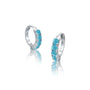 White gold decemeber birthstone turquoise hoop earrings
