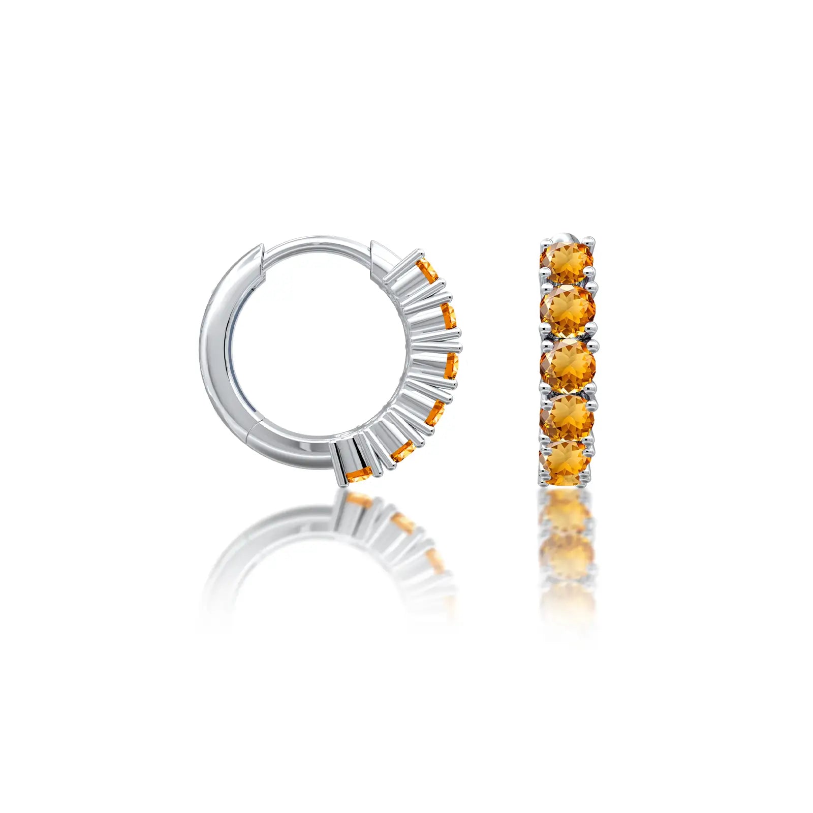 Fortune white gold november birthstone citrine hoop earrings 10 mm