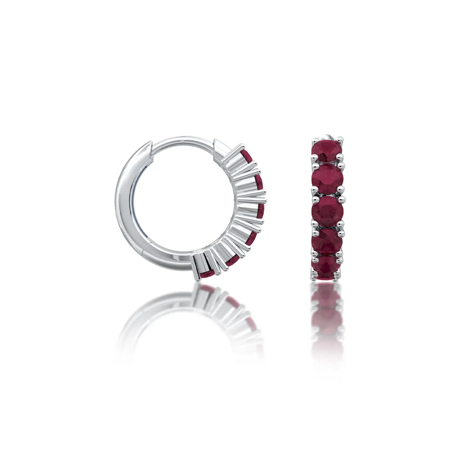Fortune white gold january birthstone garnet hoop earrings 10 mm