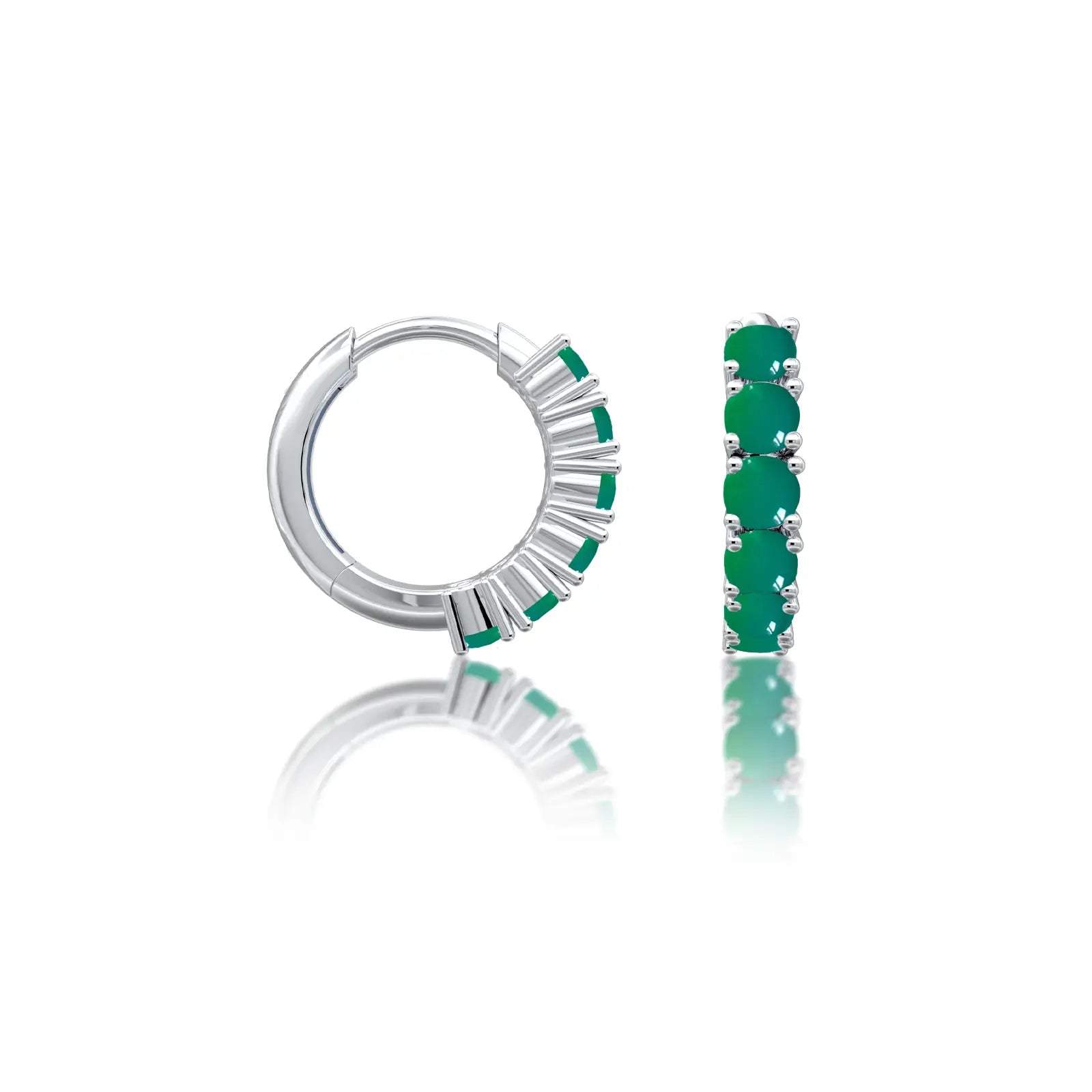 Fortune may birthstone green agate hoop earrings for office wear
