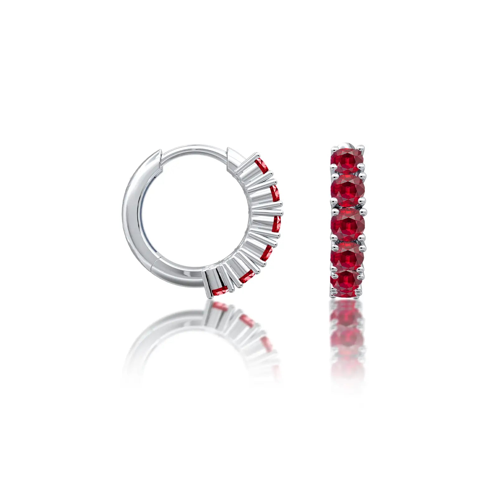 White gold july birthstone opaque ruby hoop earrings for office wear