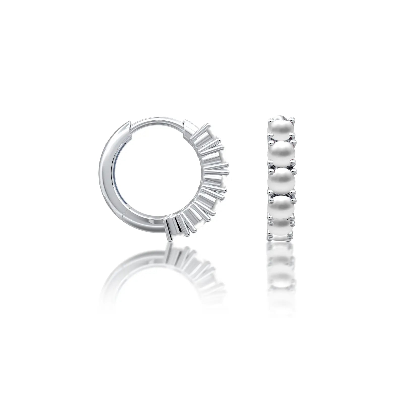 Fortune white gold june birthstone mother of pearl hoop earrings
