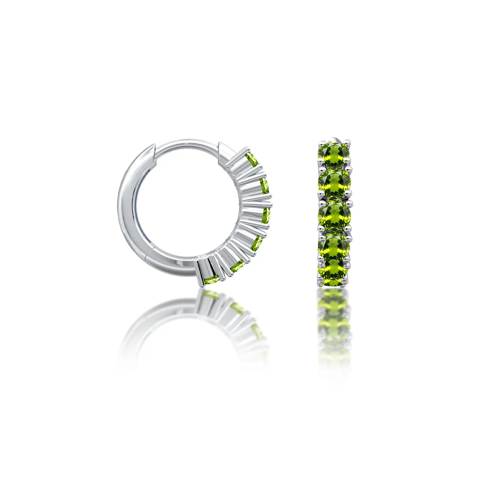 Fortune white gold august birthstone peridot hoop earrings