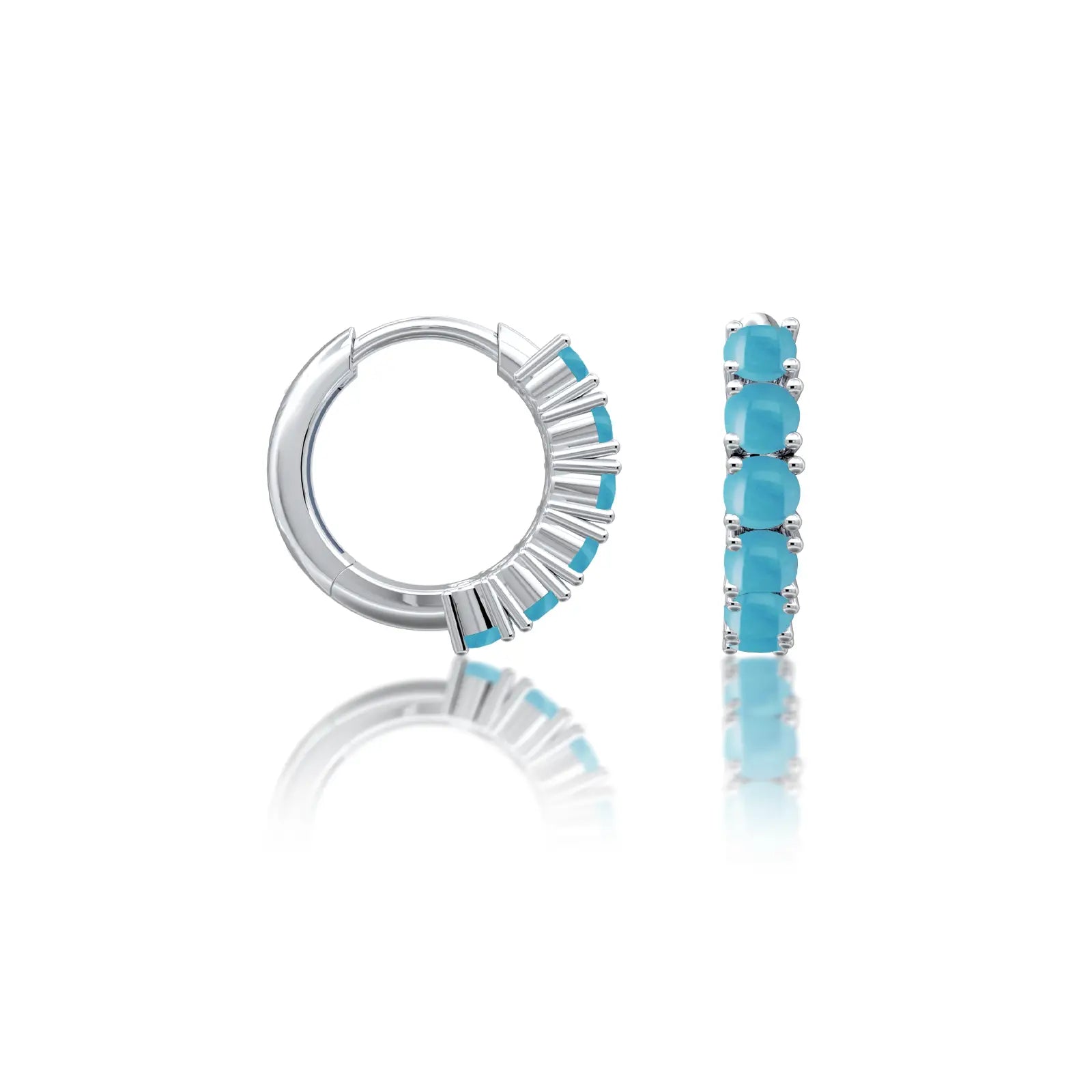 Fortune white gold decemeber birthstone turquoise hoop earrings